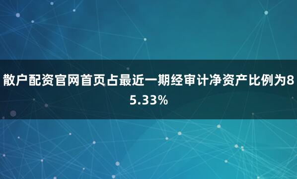 散户配资官网首页占最近一期经审计净资产比例为85.33%